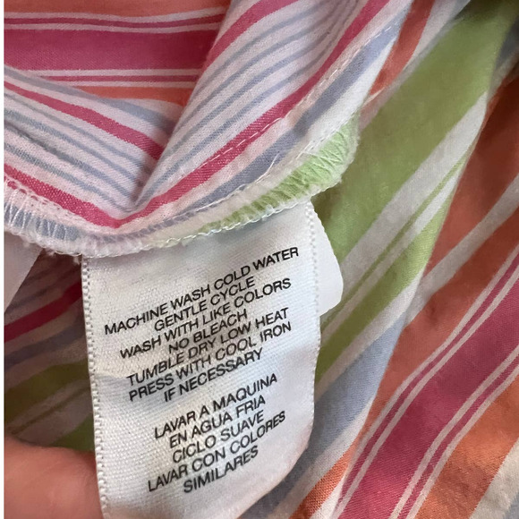Jones New York Women's Shirt Size XL in Orange Pink Blue and Green Stripes - Picture 6 of 6